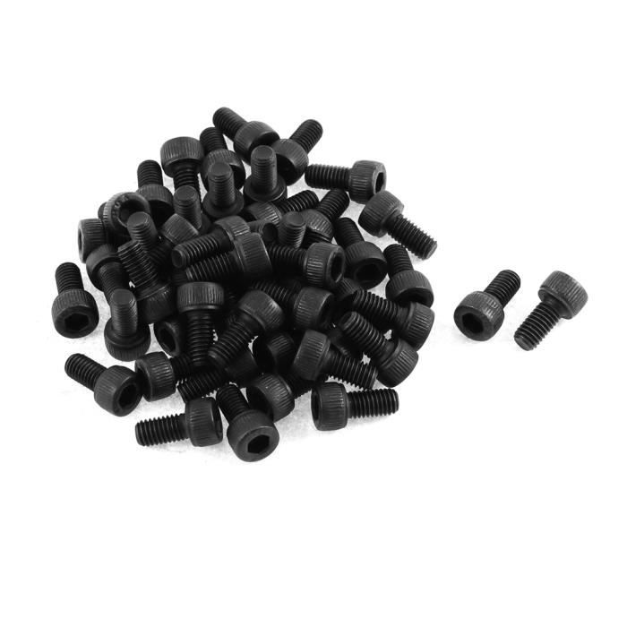 Lot De 20 Vis Hexagonales Noires ANSIEDIO – M6x25mm – Qualité Acier Allié 12.9 – Filetage Complet – Haute Résistance