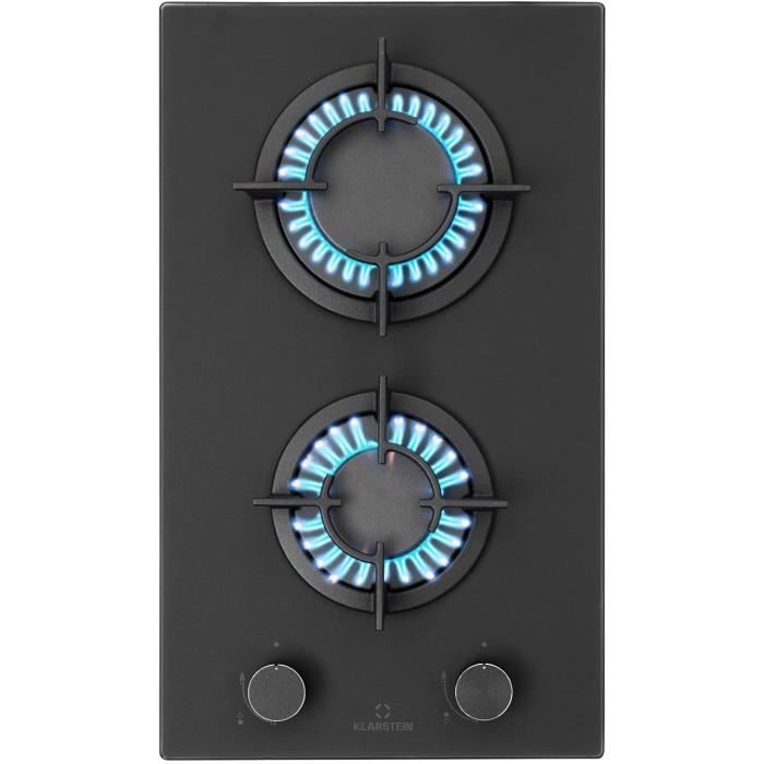 Klarstein Table de Cuisson à Gaz, Plaque de Cuisson Gaz à 2 Brûleurs
