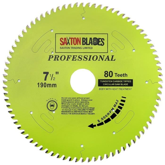 Saxton Tct19080Tpro Lame De Scie Circulaire Tct 190 Mm X 80 Dents X 30