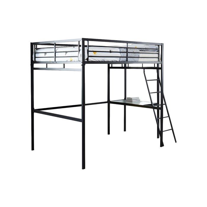 Lit mezzanine CASUAL II - 140 x 190 cm - plateforme bureau - Anthracite
