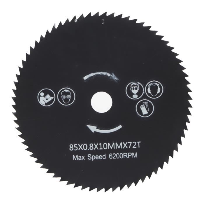 Hoja de Sierra Circular HSS 72T, Rueda de Disco de Corte con Bordes Afilados de 85mm X 10mm para Cortar Cemento, Tubería de PVC