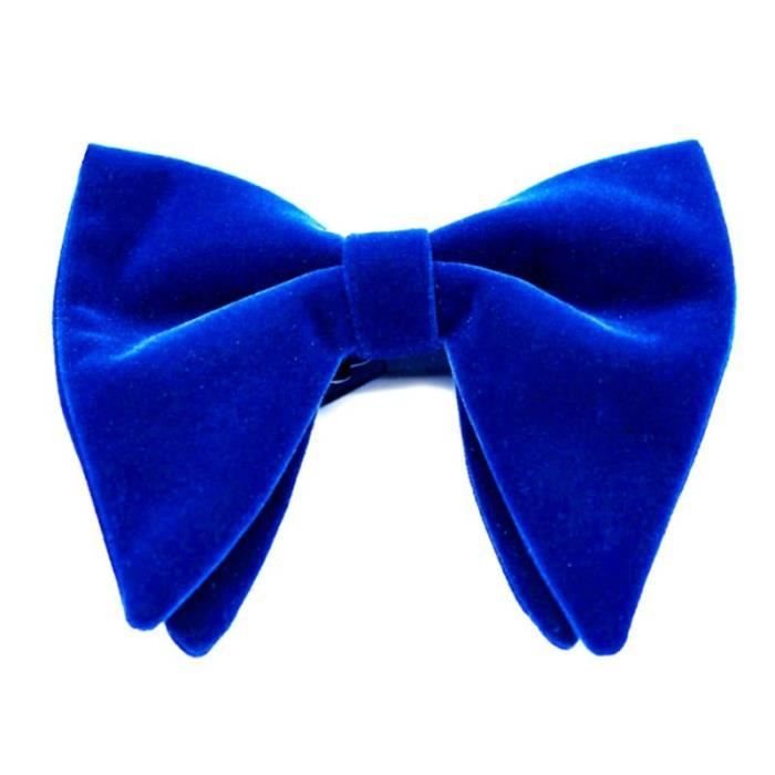 Ensemble 3-en-1 Nœud Papillon Velours Surdimensionné, Mouchoir De Poche & Boutons De Manchettes - Uni, Tour De Cou Jusqu'à 55cm