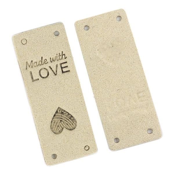 100 étiquettes En Simili Cuir PU - Marque 'Handmade With Love' - Pour Couture DIY Vêtements Et Accessoires