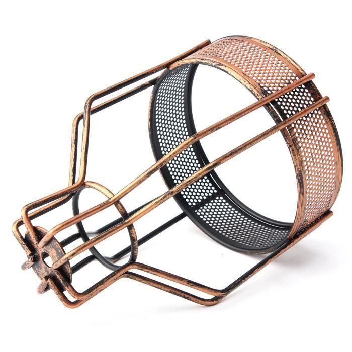 Lot De 2 Abat-jour Cage Métallique Vintage Noir – Style Industriel Géométrique Pour Ampoule | Protection Et Déco - 4