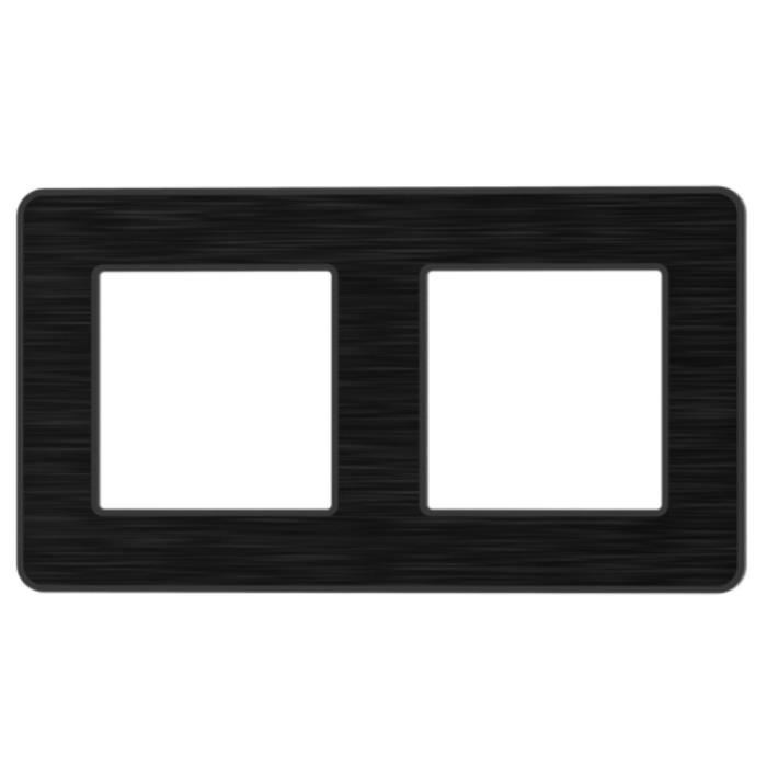 Double plaque de finition - métal noir brossé bossé - gamme Kouro - Zenitech