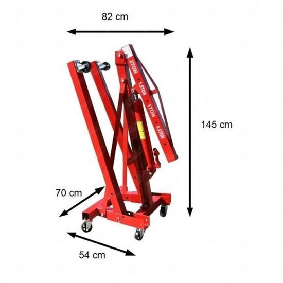 Grue Hydraulique Pliable 2 Tonnes + Support Moteur - Lève-moteur Atelier 6 Roues - Capacité 500kg à 2T