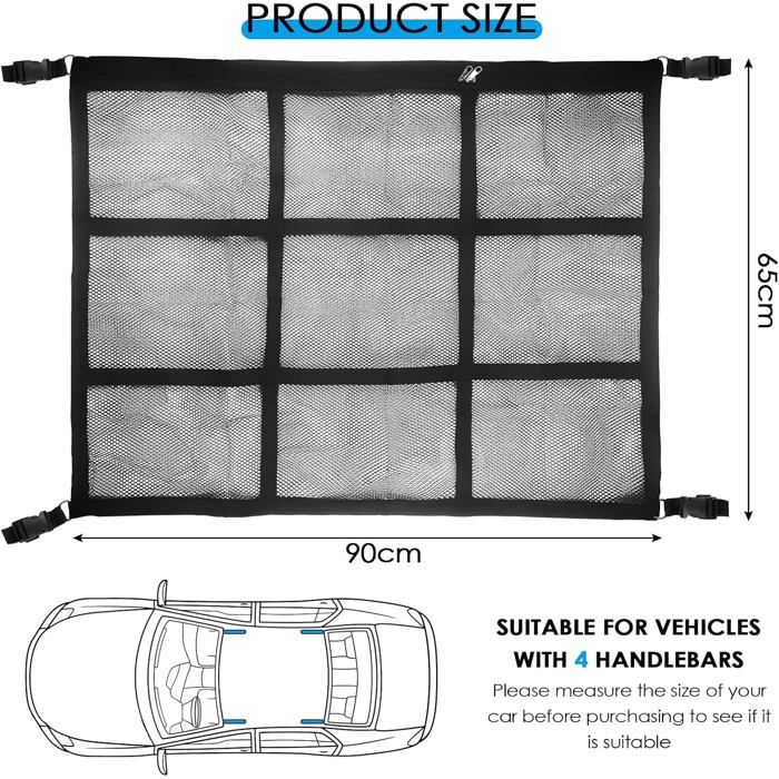 Filet De Rangement Pour Toit De Voiture 78x53cm - Double Couche, Fixation Aux Poignées - Pour SUV, Van, Camping