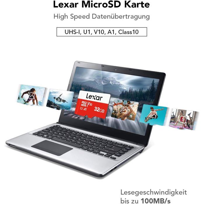 Lexar Carte Micro SD 64 Go Avec Adaptateur - Jusqu'à 100 Mo/s A1 U3 V30 4K UHD