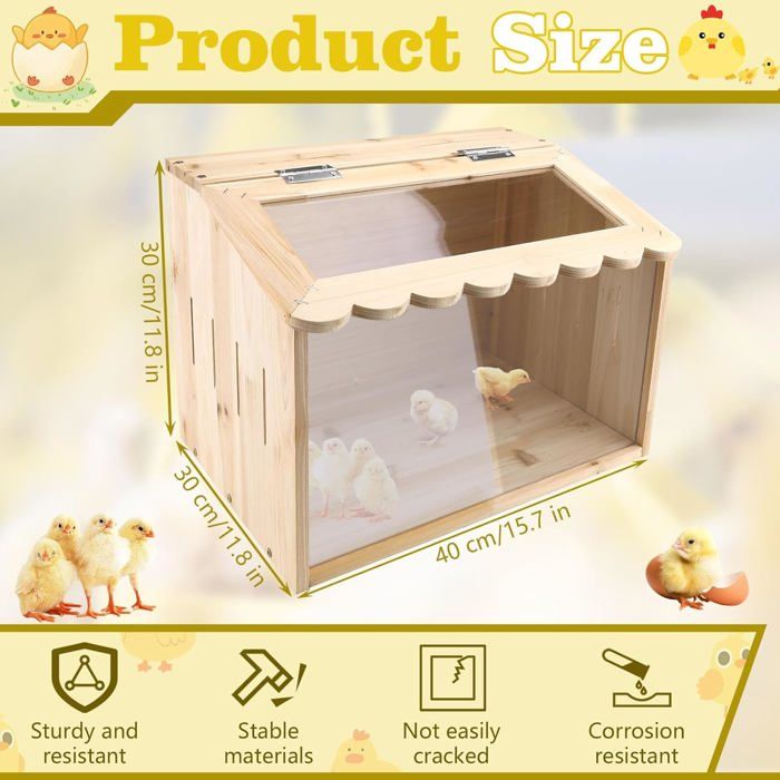 Boîte De Couveuse En Bois Betinyar Pour Poussins Hamsters Tortues - Ventilée Jaune Clair Medium Intérieur