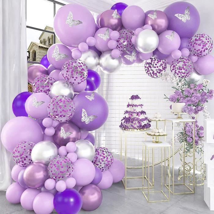 Decoration Anniversaire Violet,Set Ballons Violets Filles,Set