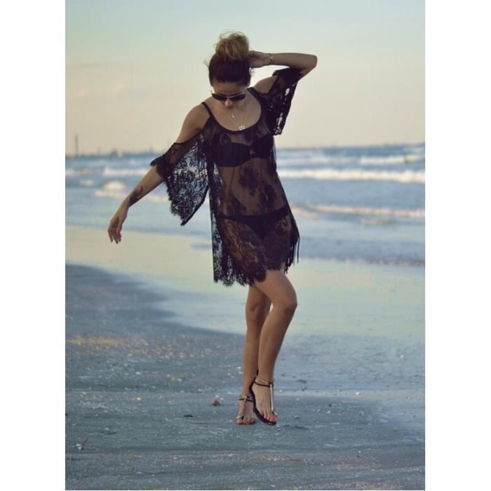 Robe de Plage Robe d Ete Sexy Nouvelle Femme en. Noir Cdiscount Pret a Porter