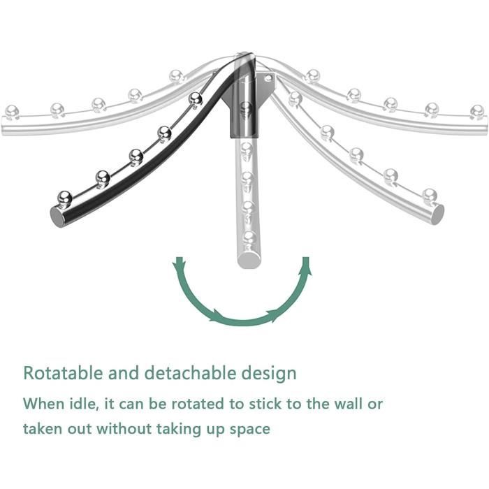 Porte Cintre Mural Pamtns 2 Pièces - Bras Pivotant 180°, étendoir Pliable Pour Salle De Bain Support Vêtements Balcon
