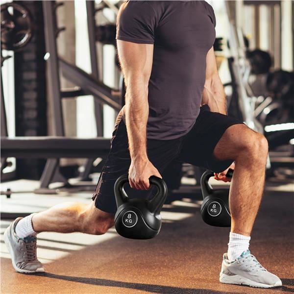 Lot de 3 kettlebells 2,2, 4,5 et 6,8 kg SPORTNOW poignée antidérapante - entraînement sport