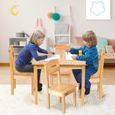 GOPLUS Table et 4 Chaises Enfants en Bois de Pin,Peinture Protectrice,66x56x48CM Multifonction pour Manger/Dessiner/Jouer-2