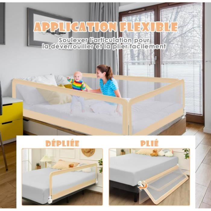 Generic barrière de lit pliable pour bébé et enfants, 120x48,5 cm, HAUTE  QUALITE à prix pas cher