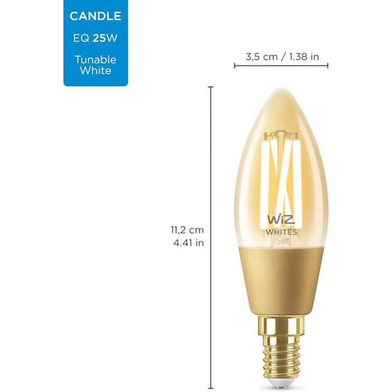 WiZ ampoule LED Connectée Wi-Fi, Flamme E14, Nuances de Blanc