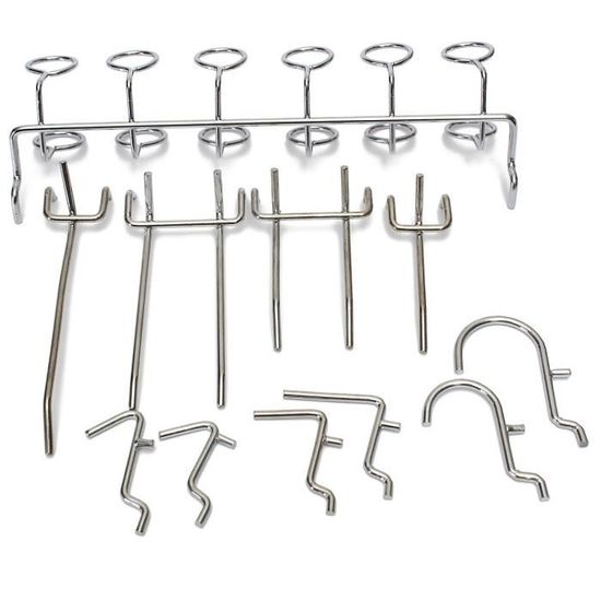 Lot de 50 crochets de rangement robustes en acier pour panneau perforé Lot de 50 crochets de rangement robustes en acier pour panneau perforé