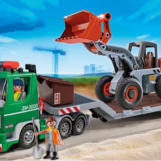 Playmobil 5026 Playmobil City Action Camion A Plateau Et Chargeuse Cdiscount Jeux Jouets