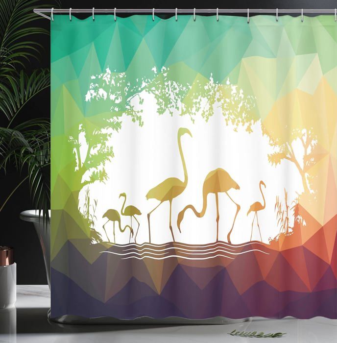 Rideau De Douche Motif Paon - 175x220 Cm - Tissu Polyester Hydrofuge - Livré Avec 12 Crochets - Décor Salon/salle De Bain - 5
