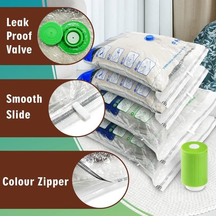 Lot De 8 Sacs De Rangement Sous Vide Avec Pompe Electrique Portable Sacs D Emballage Sous Vide Pour Couettes Couvertures u2063 Cdiscount Maison