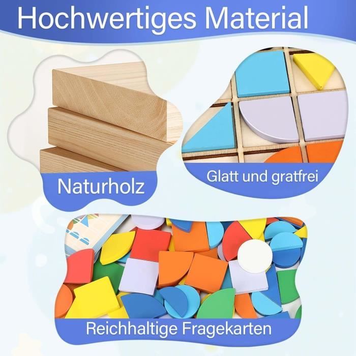Lot de 288 blocs magnétiques en bois avec cartes d'activité, jouets Montessori pour tout-petits de 4 à 8 ans, cadeau d'apprentissage STEM pour garçons et filles de 4, 5, 6, 7, 8