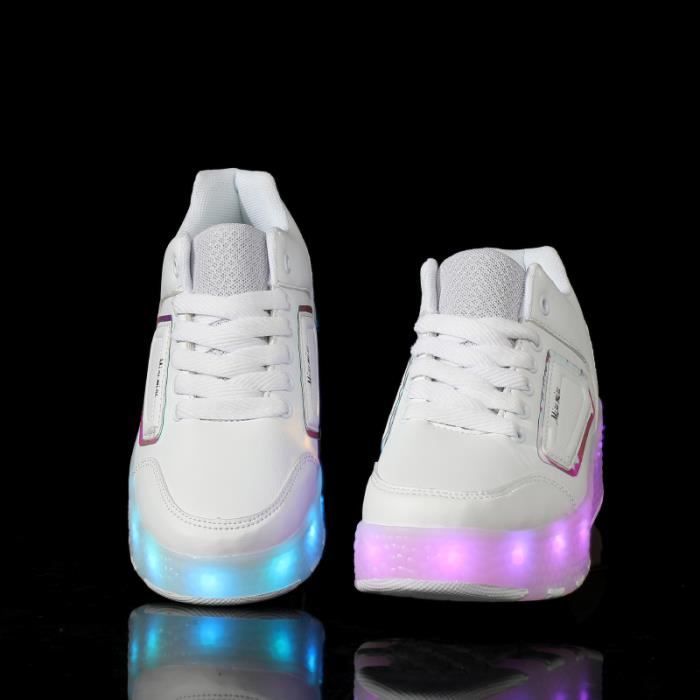 Baskets Enfants LED lumières - Mode - Automatique De Patinage - Blanc Blanc  - Cdiscount Chaussures