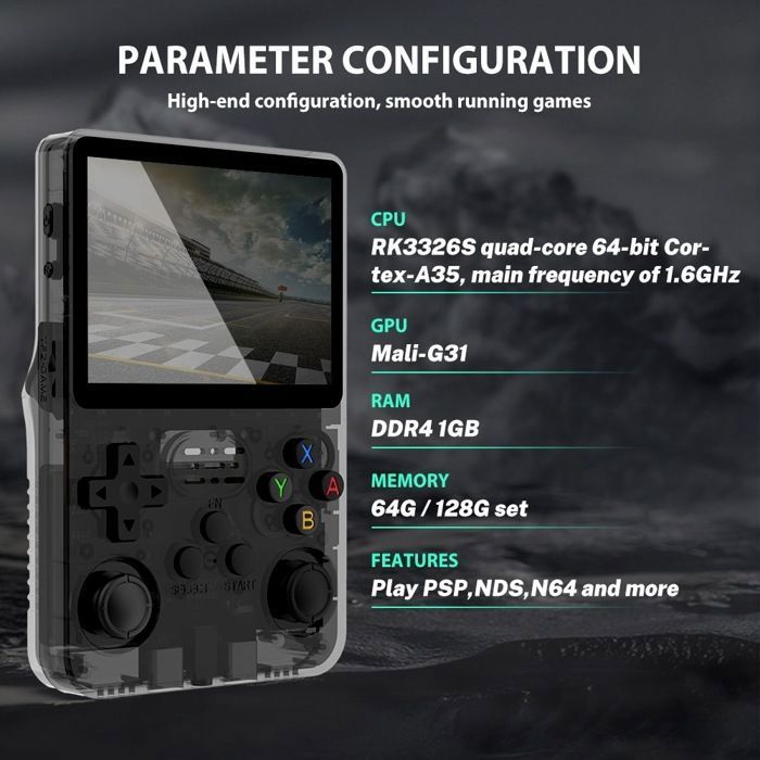 R36S – Console Rétro Portable 64 Go – 20 000+ Jeux, 21 émulateurs, écran IPS 3,5″ 640×480 – Linux, Cadeau Adulte (jaune)