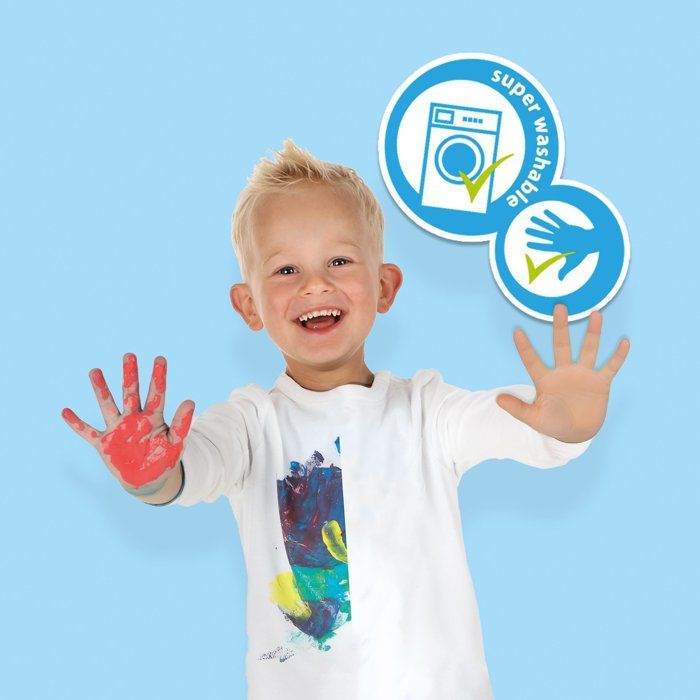 Idena 60037 – Lot de 4 peintures au doigt de 150 g en bleu, jaune, vert et rouge, non toxiques et végétaliennes, sans gluten, sans lactose, sans arachide et soluble dans l'eau