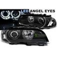 Paire de phares BMW serie 3 E46 Coupe Cabrio 99-03 angel eyes led noir-3