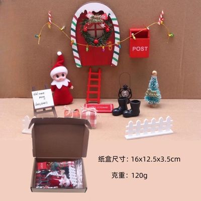 Kit Porte Lutin De Noël - Maison De Poupée Miniature Avec Sapin, échelle, Couronne - Déco Enfant DIY