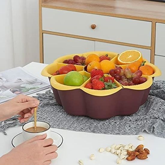 Plateau de service de collations de desserts aux fruits, 6 bols avec  couvercle pour apéritif de fête de cuisine ambre - Cdiscount Maison