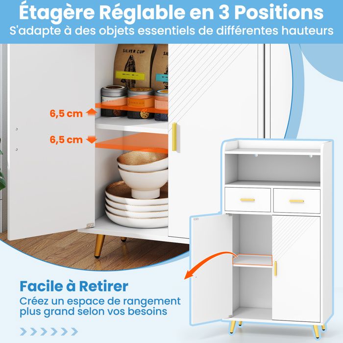 Meuble De Salle De Bain COSTWAY En Bois Sur Pieds - Armoire Rangement Porte + Tiroir, 35,6 X 30,5 X 88 Cm Noir