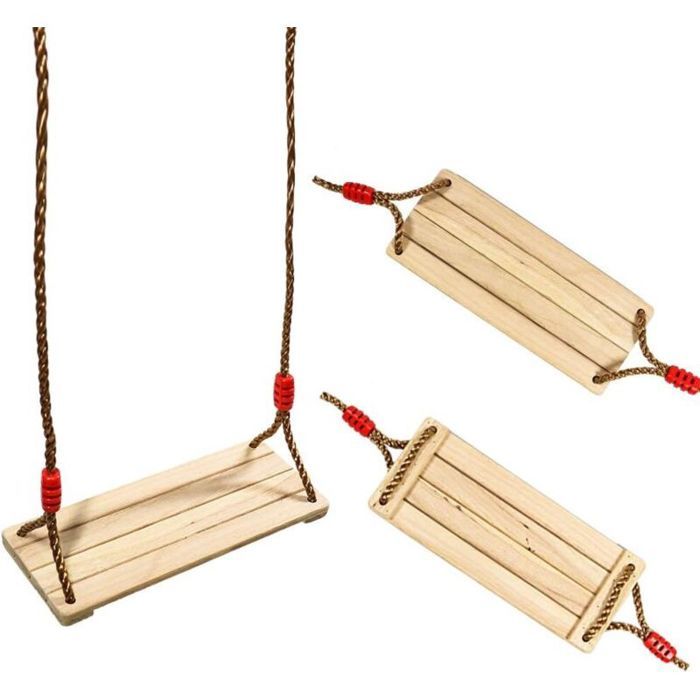Balançoire en Bois pour Enfants et Adultes, Siège avec Cordes Réglables ...