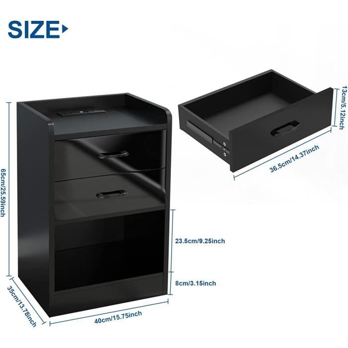 LEADZM Table De Chevet Lot De 2 Avec Tiroir, Table D'appoint, Meuble De