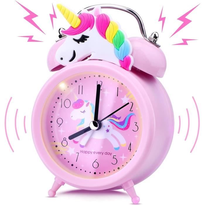 Réveil Matin-Réveil Digital Rose Licorne Enfants Réveil Horloge Double  Clochette Avec Rétroéclairage Mignon Bureau Horloge A[u11361]