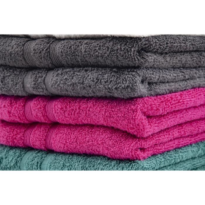 Lot De 6 Serviettes En Coton égyptien Ultra-douces - 2 Serviettes De Bain, 2 Essuie-mains, 2 Débarbouillettes - Oeko-Tex Certifié