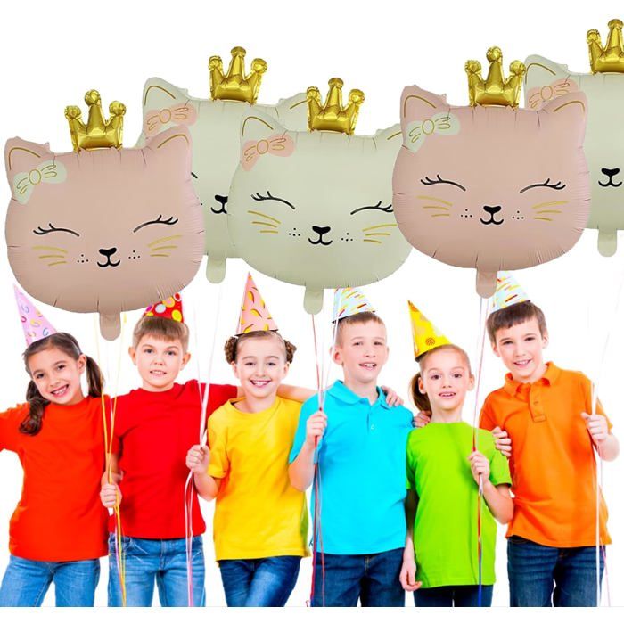 Decoration Anniversaire Chat Ballons Chat Anniversaire DazzJoy - Lot De 6 XXL Aluminium - Thème Félin Ballon Chat