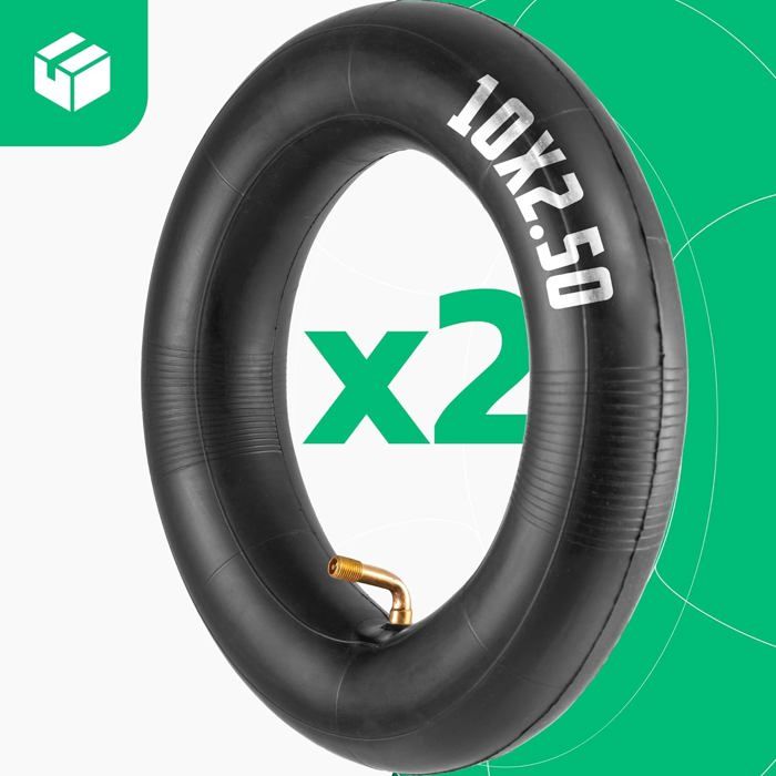 2 Chambres à Air 10x2.50 – Valve Coudée 90°, Compatibles Pneus 10x3.0 Ou 80/65-6 !