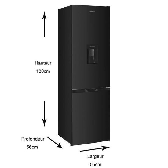 Réfrigérateur combiné GEDTECH - GCB262BL Black - capacité 262L - Classe E