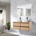 LuxuryBain - Meuble de salle de bain double vasque 120cm chêne clair avec miroir led-0