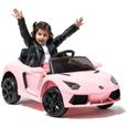 Voiture électrique pour enfants - LAMBORGHINI - Roadster 12V Style - Rose - Batterie - Télécommande parentale-0