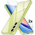 Coque pour Galaxy A34 5G + 2 vitres verre trempé coque Silicone Transparent Souple-0