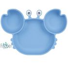 FOOTIER Assiette bébé à ventouse, assiette bébé en silicone avec 3 compartiments, lavable au lave-vaisselle et au micro-ondes(Bleu)