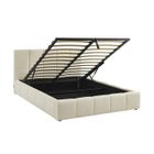 SWEEEK Lit coffre double avec sommier à lattes et tête de lit blanc finition bouclette texturée 140x190cm- Lex