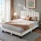 Lit 140x190 cm HavenlyHome, Lit Capitonné, Tête de Lit en Velours, Lit Double avec Sommier à Lattes,Lit Adulte pour 2