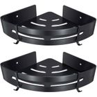 GUANGNA Étagère d'angle de Douche Rangement Salle de Bain Salle de Bain Accessoire et Cuisine Serviteurs de Douche, Aluminium,Lot de 2 Noir