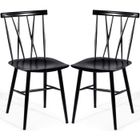COSTWAY Lot de 2 Chaises de Salle à Manger En Métal, avec Haut Dossier et Siège Incurvé, Moderne, pour Cuisine, Salon, Noir