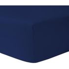 Lot de 3 Draps Housses 140 x 190 cm 100 % coton BLEU MARINE / BLANC / ROUGE - HOMEROKK