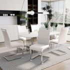 Chaise salle à manger - JAERLIUB - Lot de 6 - Dossier simili-cuir - Design rayures horizontales - Blanc