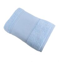 LINANDELLE - Serviette de bain en coton bouclette éponge avec bande à broder en toile AIDA - Bleu - 